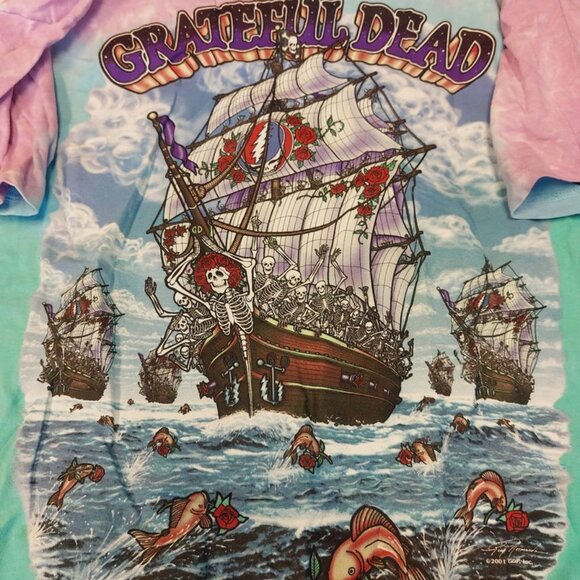 Liquid Blue Mens XL Ship of Fools Grateful Dead Tye Dye Graphic T Shirt - Picture 2 of 6